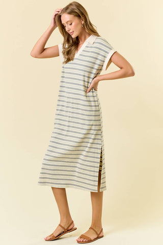 Lana Striped Midi Dress-Dresses-Doe and Rae-Summit Lane Boutique, Women's Apparel and Gifts located in Grand Rapids, MI