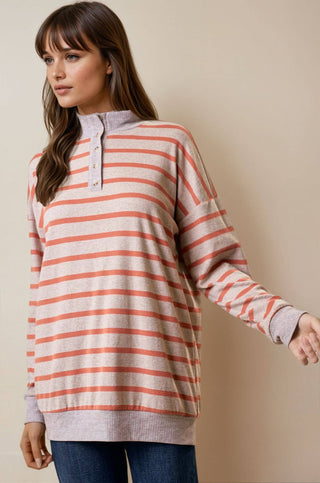 Sadie Striped Henley-pullover-Doe and Rae-Summit Lane Boutique, Women's Apparel and Gifts located in Grand Rapids, MI