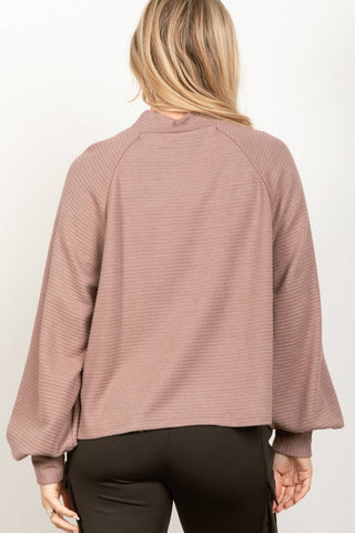 Mock Neck Textured Knit Top-Sweaters-VERY J-Summit Lane Boutique, Women's Apparel and Gifts located in Grand Rapids, MI