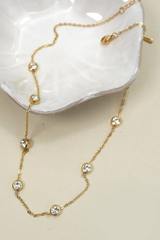 18K STAINLESS STEEL TARNISH FREE RHINESTONE NECK | 40NK9543-JOSSLYN by wall to wall-Summit Lane Boutique, Women's Apparel and Gifts located in Grand Rapids, MI
