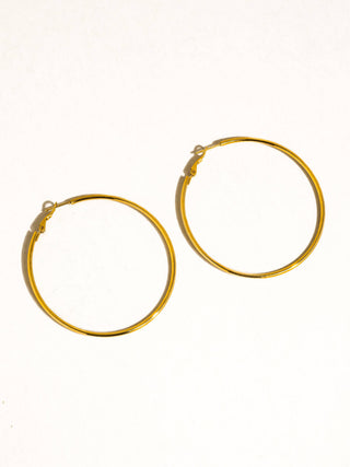 Eska 18K Gold Non-Tarnish Classic Thin Hoop Earring-Earrings-Flânerie by MAIQ-Summit Lane Boutique, Women's Apparel and Gifts located in Grand Rapids, MI