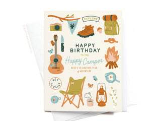Happy Birthday to the Happy Camper Greeting Card-Greeting Cards-Easyhand Goods – formerly Onderkast-Summit Lane Boutique, Women's Apparel and Gifts located in Grand Rapids, MI