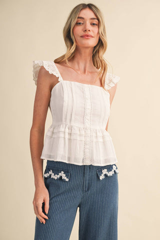 The Brielle Eyelet Peplum Top-Sleeveless-&MERCI-Summit Lane Boutique, Women's Apparel and Gifts located in Grand Rapids, MI