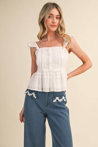 The Brielle Eyelet Peplum Top-Sleeveless-&MERCI-Summit Lane Boutique, Women's Apparel and Gifts located in Grand Rapids, MI