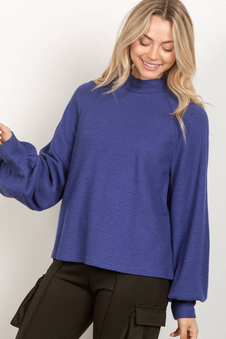 Mock Neck Textured Knit Top-Sweaters-VERY J-Summit Lane Boutique, Women's Apparel and Gifts located in Grand Rapids, MI