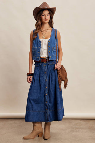 Dakota Denim Vest-Vest-Listicle-Summit Lane Boutique, Women's Apparel and Gifts located in Grand Rapids, MI