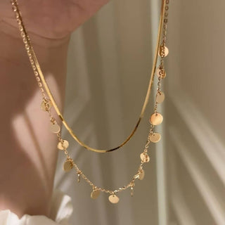 DISC LAYER NECKLACE (STAINLESS STEEL TARNISH FREE )-Necklaces-JOSSLYN by Wall to Wall-Summit Lane Boutique, Women's Apparel and Gifts located in Grand Rapids, MI