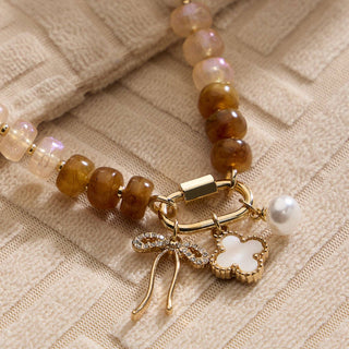 Layered Glass Bead Necklace with Trio of Charms-Necklaces-Frem-Summit Lane Boutique, Women's Apparel and Gifts located in Grand Rapids, MI
