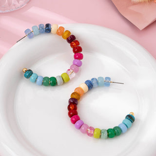 Multi-Color Beaded Hoop Earrings | 80E62019-JOSSLYN by wall to wall-Summit Lane Boutique, Women's Apparel and Gifts located in Grand Rapids, MI