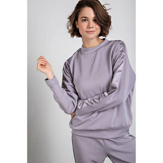Freya Top with Satin Detail-Long Sleeves-Rae Mode-Summit Lane Boutique, Women's Apparel and Gifts located in Grand Rapids, MI