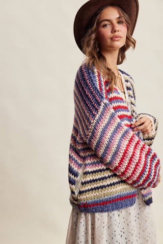 Color Me Cozy Striped Cardigan-Cardigans-Listicle-Summit Lane Boutique, Women's Apparel and Gifts located in Grand Rapids, MI