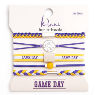 "Game Day" Purple & Yellow Hair Tie Bracelets-Bracelets-K'lani hair tie bracelets-Summit Lane Boutique, Women's Apparel and Gifts located in Grand Rapids, MI
