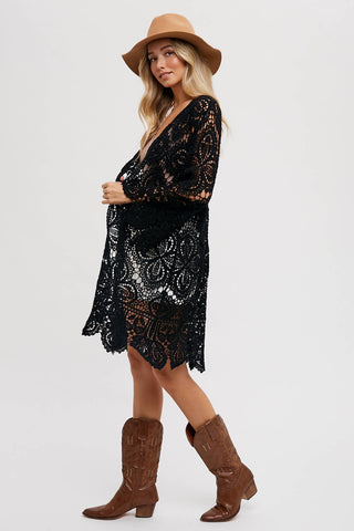 Crochet Bell Sleeve Cardigan-Cardigans-Bluivy-Summit Lane Boutique, Women's Apparel and Gifts located in Grand Rapids, MI