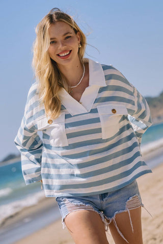 Lauren Striped Oversized Shirt-Long Sleeves-Oddi-Summit Lane Boutique, Women's Apparel and Gifts located in Grand Rapids, MI