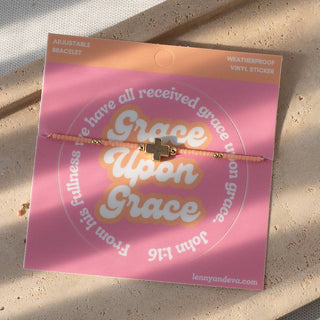 Grace Upon Grace Cross Bracelet + Sticker | John 1:16
