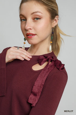 Brooklyn Ribbon Detail Top-Long Sleeves-umgee-Summit Lane Boutique, Women's Apparel and Gifts located in Grand Rapids, MI