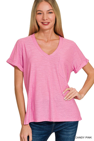 Kayla Slub Tee-Short Sleeves-Zenana-Summit Lane Boutique, Women's Apparel and Gifts located in Grand Rapids, MI