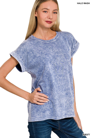 Tara Washed Tee-Short Sleeves-Zenana-Summit Lane Boutique, Women's Apparel and Gifts located in Grand Rapids, MI