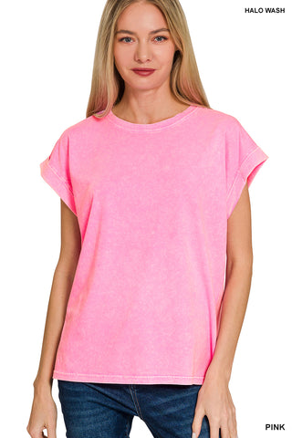 Tara Washed Tee-Short Sleeves-Zenana-Summit Lane Boutique, Women's Apparel and Gifts located in Grand Rapids, MI