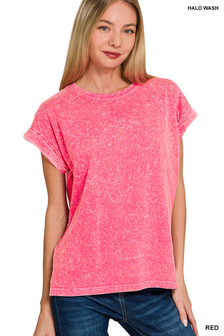 Tara Washed Tee-Short Sleeves-Zenana-Summit Lane Boutique, Women's Apparel and Gifts located in Grand Rapids, MI