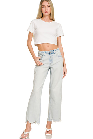 The Roxy Raw Hem Straight Jeans