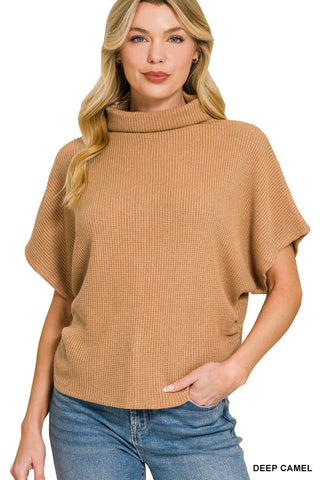 Audrey Mock Neck Shirred Sweater-Sweater-Zenana-Summit Lane Boutique, Women's Apparel and Gifts located in Grand Rapids, MI