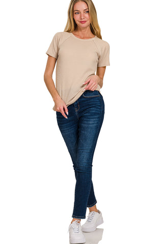 Scout Textured Tee-Short Sleeves-Zenana-Summit Lane Boutique, Women's Apparel and Gifts located in Grand Rapids, MI