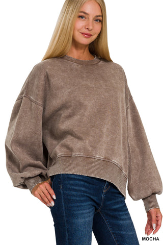 Jordan Acid Wash Crewneck-Sweatshirt-Zenana-Summit Lane Boutique, Women's Apparel and Gifts located in Grand Rapids, MI