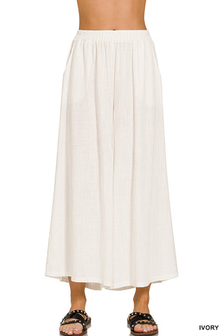 Rosemary Linen Blend Wide Leg Pants-Pants-Zenana-Summit Lane Boutique, Women's Apparel and Gifts located in Grand Rapids, MI