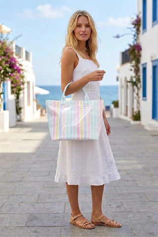 The Boardwalk Stripe Tote-Tote Bag-Zenana-Summit Lane Boutique, Women's Apparel and Gifts located in Grand Rapids, MI