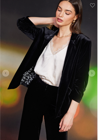 Jana Velvet Blazer-Blazers-Skies are Blue-Summit Lane Boutique, Women's Apparel and Gifts located in Grand Rapids, MI