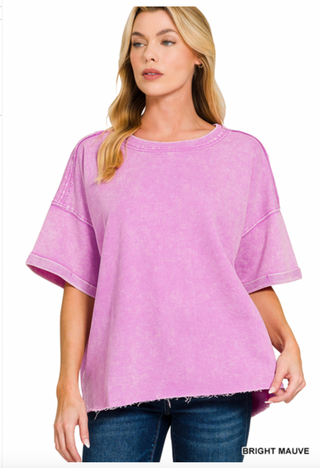 Marlowe Washed Tee-Short Sleeves-Zenana-Summit Lane Boutique, Women's Apparel and Gifts located in Grand Rapids, MI