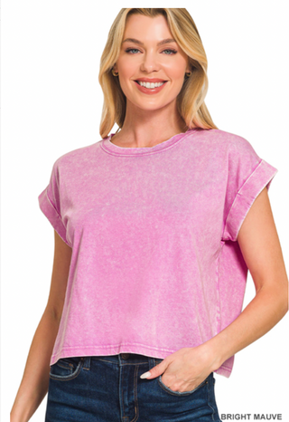 Easy Days Washed Cotton Tee-Short Sleeves-Zenana-Summit Lane Boutique, Women's Apparel and Gifts located in Grand Rapids, MI