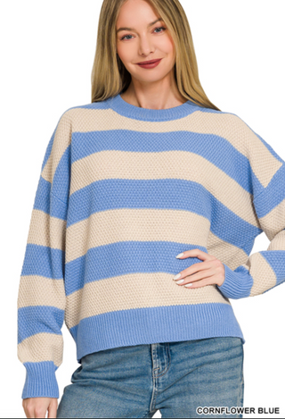 Jennie Striped Sweater-Sweaters-Zenana-Summit Lane Boutique, Women's Apparel and Gifts located in Grand Rapids, MI