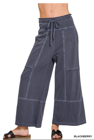 The Weekender Cropped Wide Leg-Lounge Pants-Zenana-Summit Lane Boutique, Women's Apparel and Gifts located in Grand Rapids, MI