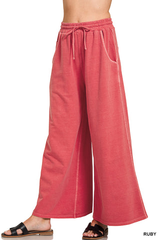 Juniper Washed Wide Leg Pant-Lounge Pants-Zenana-Summit Lane Boutique, Women's Apparel and Gifts located in Grand Rapids, MI