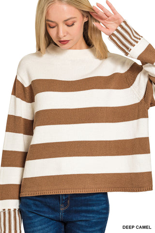 Willow Striped Sweater-Sweaters-Zenana-Summit Lane Boutique, Women's Apparel and Gifts located in Grand Rapids, MI