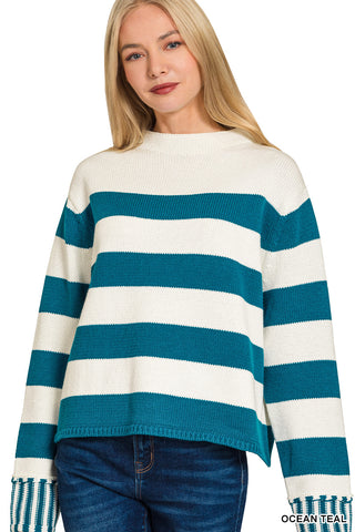 Willow Striped Sweater-Sweaters-Zenana-Summit Lane Boutique, Women's Apparel and Gifts located in Grand Rapids, MI