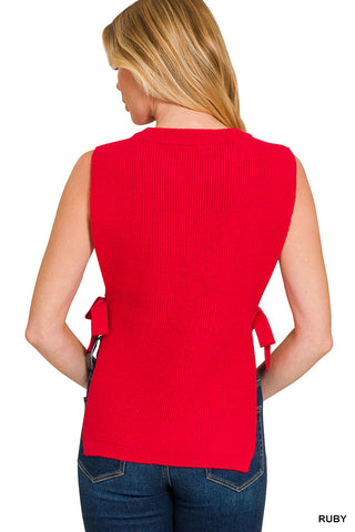Vivian Side Tie Vest-Vest-Zenana-Summit Lane Boutique, Women's Apparel and Gifts located in Grand Rapids, MI