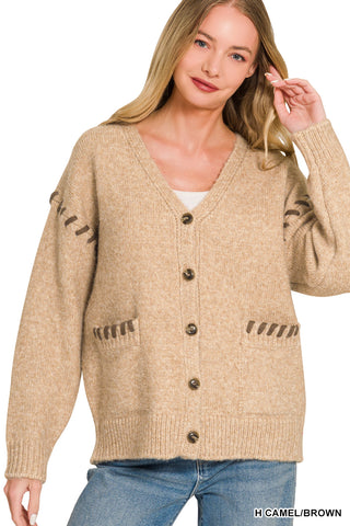 The Isla Stitch Detail Cardigan-Sweaters-Zenana-Summit Lane Boutique, Women's Apparel and Gifts located in Grand Rapids, MI