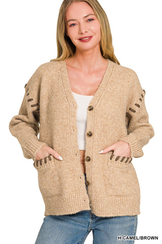 The Isla Stitch Detail Cardigan-Sweaters-Zenana-Summit Lane Boutique, Women's Apparel and Gifts located in Grand Rapids, MI