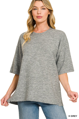 Maggie Oversized Short Sleeve Sweater-Sweater-Zenana-Summit Lane Boutique, Women's Apparel and Gifts located in Grand Rapids, MI