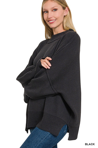 Julie Oversized Sweater-Sweaters-Zenana-Summit Lane Boutique, Women's Apparel and Gifts located in Grand Rapids, MI