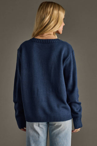 Navy Ski Sweater-Sweaters-Panache Apparel Co.-Summit Lane Boutique, Women's Apparel and Gifts located in Grand Rapids, MI