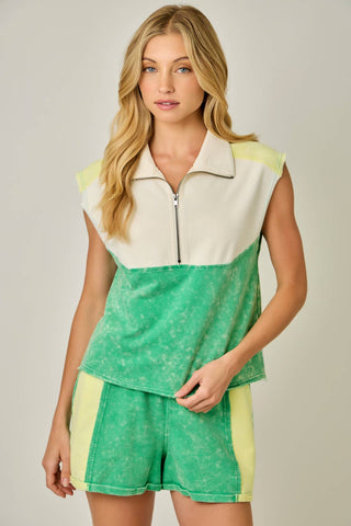 Sunset Coast Half Zip Terry Top-Sleeveless-Mystree-Summit Lane Boutique, Women's Apparel and Gifts located in Grand Rapids, MI