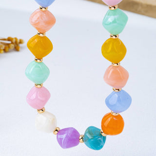 Multicolor Oversized Faceted Pastel Bead Necklace | 80N92990-JOSSLYN by wall to wall-Summit Lane Boutique, Women's Apparel and Gifts located in Grand Rapids, MI