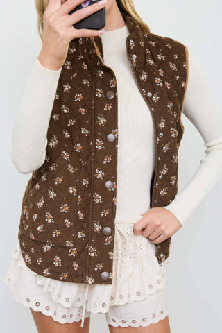 Maisie Floral Quilted Vest-Vest-Blu Pepper-Summit Lane Boutique, Women's Apparel and Gifts located in Grand Rapids, MI