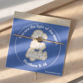 Be the Light Cross Bracelet + Sticker | Matthew 5:14-bracelet-Lenny & Eva-Summit Lane Boutique, Women's Apparel and Gifts located in Grand Rapids, MI