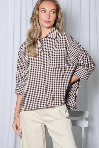 Maple Gingham Blouse-Blouse-Vine & Love-Summit Lane Boutique, Women's Apparel and Gifts located in Grand Rapids, MI