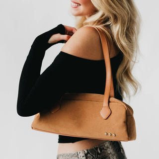 Sally Suede Barrel Shoulder Bag-Handbags-Pretty Simple-Summit Lane Boutique, Women's Apparel and Gifts located in Grand Rapids, MI